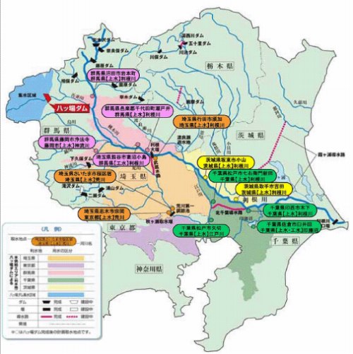 八ッ場ダムによる水供給エリア