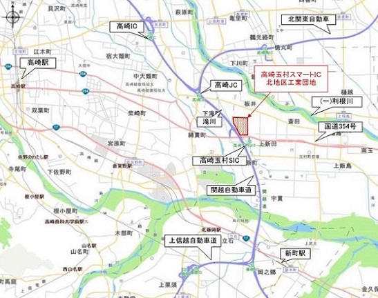 高崎玉村スマートＩＣ北地区工業団地　位置図イメージ画像