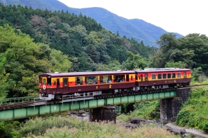 小中川橋梁(小中駅南)とトロッコわっしー号の写真 小中川橋梁(小中駅南)とトロッコわっしー号の写真