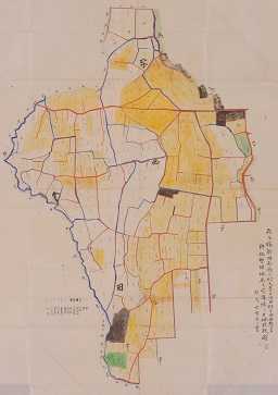 群馬県新田郡綿打村大字上江田村字西田外三字耕地整理地区及之ニ隣接スル土地現形図の画像