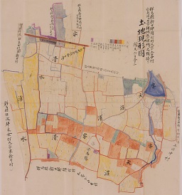 群馬県新田郡綿打村大字上田中村字天沼外七字耕地整理地及之ニ隣接スル土地現形図の画像