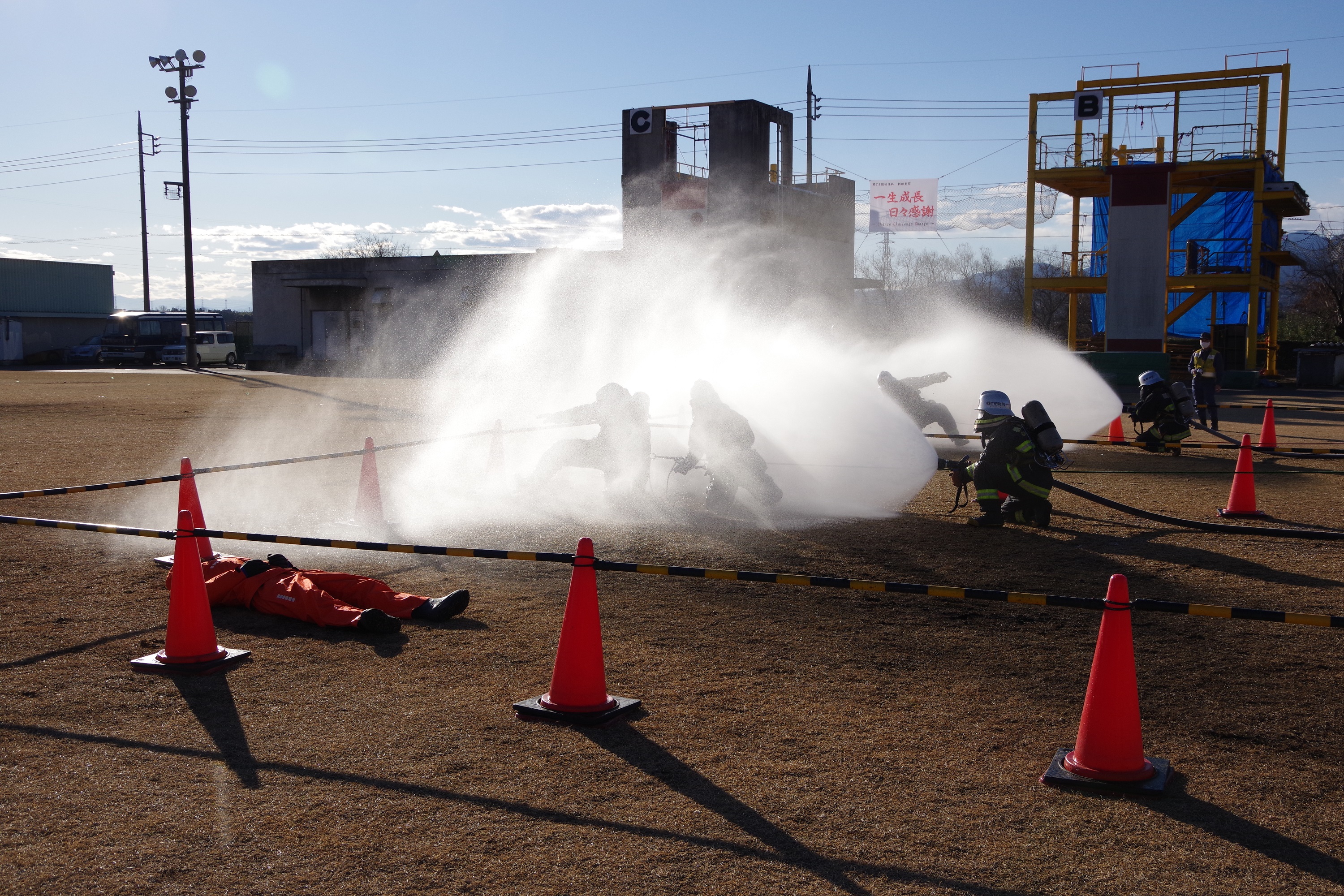 消防活動訓練の写真