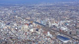 高崎駅付近の空撮の画像