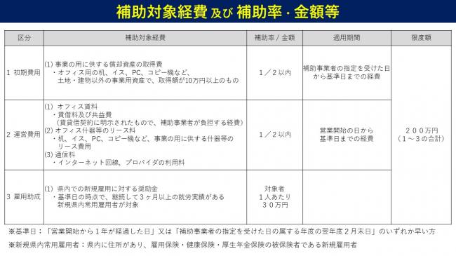 補助対象経費及び補助率・金額等の画像