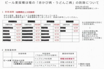 赤かび病適期防除啓発資料の写真