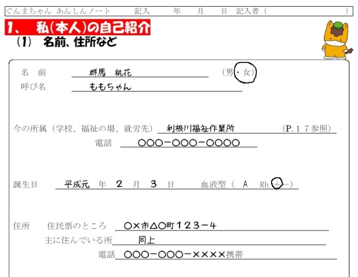 あんしんノート画像 あんしんノート画像