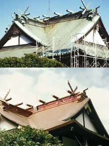 銅板屋根の葺き替え　（上→下）の画像