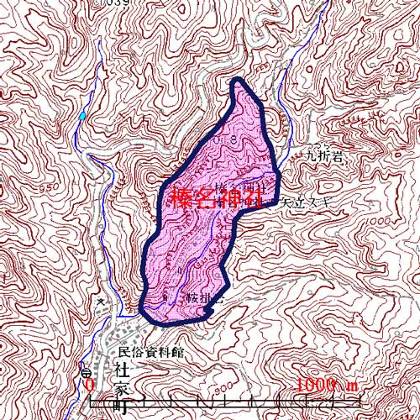 榛名神社位置図　高崎市榛名神社の社叢を中心とした地域