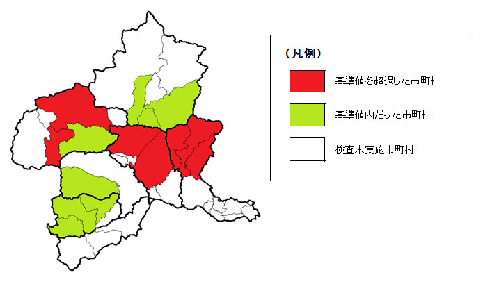 市町村別ツキノワグマ検査結果図の画像