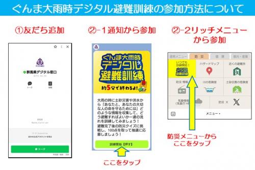 ぐんま大雨時デジタル避難訓練の参加方法についての画像