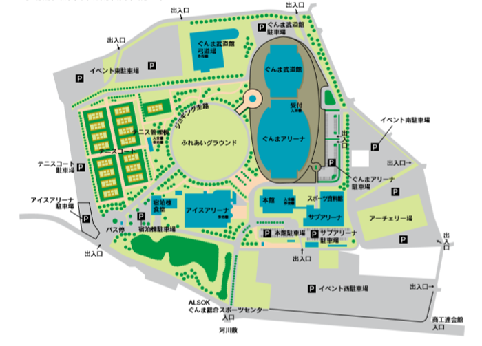 群馬県総合スポーツセンター施設全体図