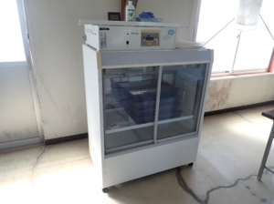 カイコは恒温器(インキュベーター)内で管理画像