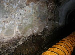 隧道側壁部劣化状況の画像