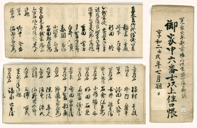 御家中六番士以上住口帳 史料の画像