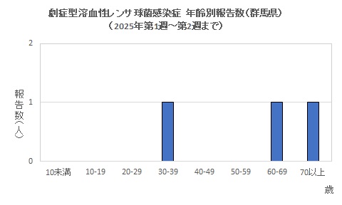 劇症型溶血性レンサ球菌感染グラフ（2025年）　年齢別画像