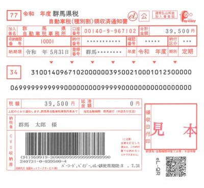 自動車税納税通知書の画像