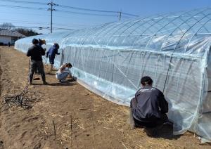 マイカ線で天井のビニールを固定している画像2