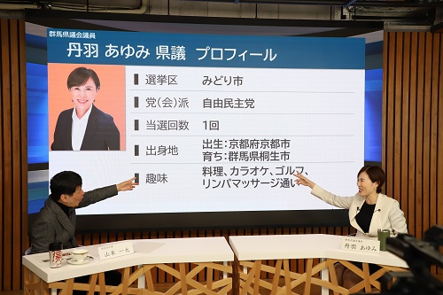 写真：丹羽県議との収録の風景