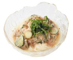 キュウリとツナの冷や汁そうめん