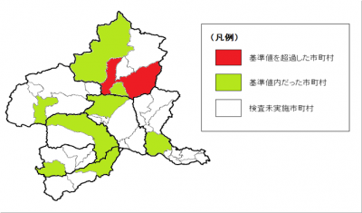 ニホンジカの検査をした市町村と基準超過した市町村