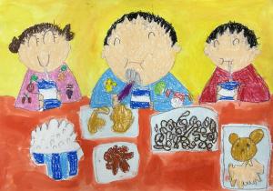 きゅうしょく　まんぞく　ぜんぶおいしい！！画像