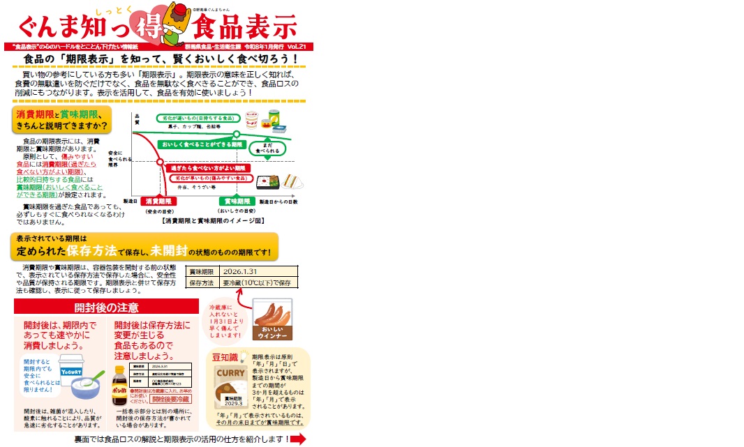 ぐんま知っ得食品表示Vol.21