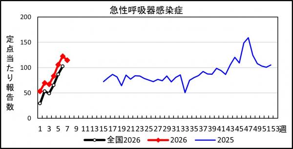 急性呼吸器感染症 患者報告推移の画像