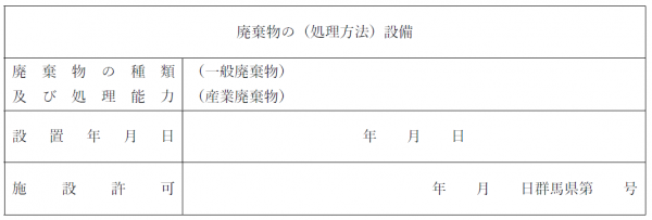 様式第四号(第六条関係) 廃棄物の処理設備である旨の掲示板の画像