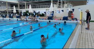 ジュニア競泳選手たちのトレーニング風景の写真