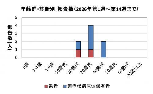 年齢群・診断別報告数(2021年)グラフ画像 腸管出血性大腸菌感染症 年齢群別 診断別報告数画像