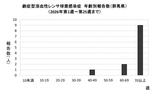 劇症型溶血性レンサ球菌感染グラフ　年齢群別報告数　画像