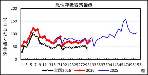 急性呼吸器感染症 患者報告推移の画像