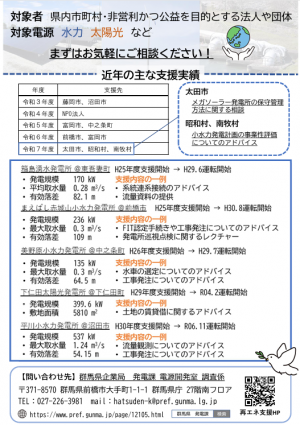 「ぐんまの再生可能エネルギーの利用拡大」リーフレット(裏)の画像