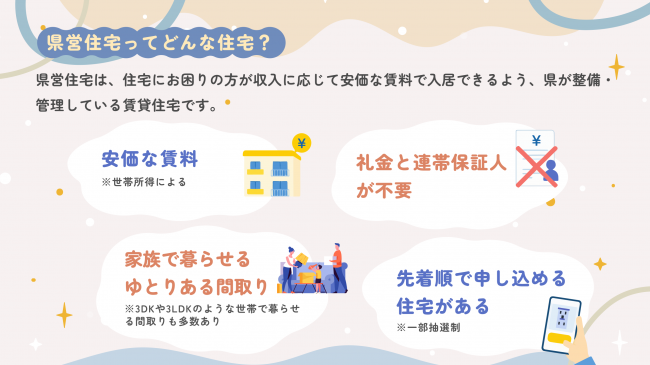 県営住宅の情報や取り組みについてのスライド画像2