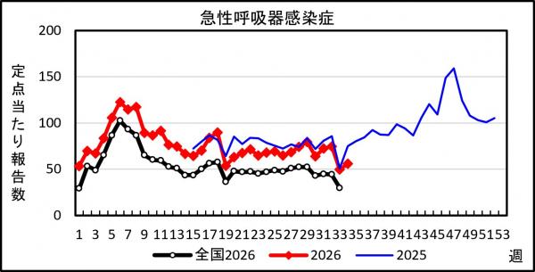 急性呼吸器感染症 患者報告推移の画像