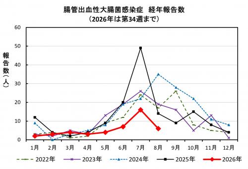 腸管出血性大腸菌感染症 経年報告数画像