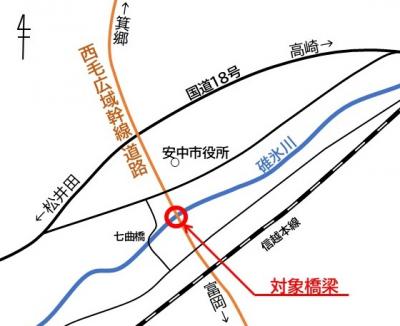 応募対象橋梁の位置図画像