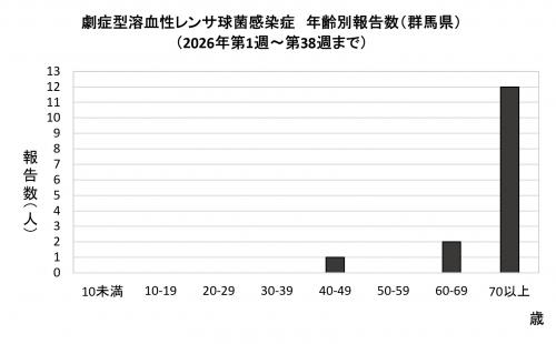 劇症型溶血性レンサ球菌感染グラフ 年齢群別報告数 画像