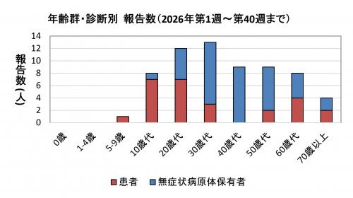 腸管出血性大腸菌感染症　年齢群別　診断別報告数画像