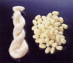 新青白の繭と生糸の写真 新青白の繭と生糸の写真