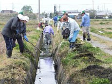農業用水路の泥上げの様子写真 農業用水路の泥上げの様子写真